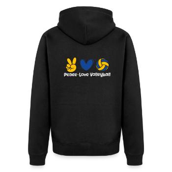 Peace Love Volleyball Volleyballfreak Volleyball - Unisex Premium Bio Zip Hoodie - Schwarz - Hinten - Nico (187cm)