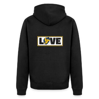 Volleyball Love Volleyballerin Volleyballspieler - Unisex Premium Bio Zip Hoodie - Schwarz - Hinten - Nico (187cm)