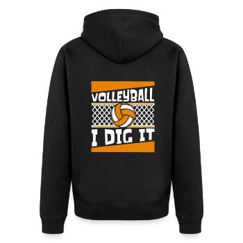 Volleyball I Dig It Volleyballspieler Volleyball - Unisex Premium Bio Zip Hoodie - Schwarz - Hinten - Nico (187cm)