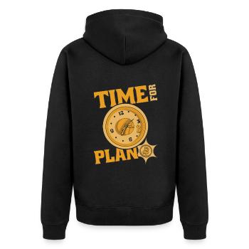 Time For Plan Bitcoin Kryptowährung Blockchain - Unisex Premium Bio Zip Hoodie - Schwarz - Hinten - Nico (187cm)