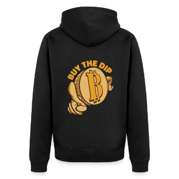 Buy The Dip Crypto Kryptowährung Blockchain - Unisex Premium Bio Zip Hoodie - Schwarz - Hinten - Nico (187cm)
