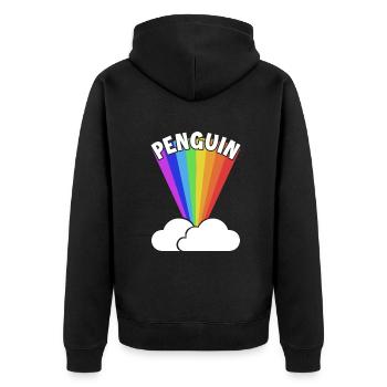 Penguin Rainbow Kaiserpinguin Seevogel - Unisex Premium Bio Zip Hoodie - Schwarz - Hinten - Nico (187cm)