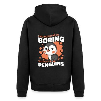 Life Would Be So Boring Without Penguins Seevogel - Unisex Premium Bio Zip Hoodie - Schwarz - Hinten - Nico (187cm)