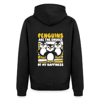 Penguins Are The Source Of My Happiness Seevogel - Unisex Premium Bio Zip Hoodie - Schwarz - Hinten - Nico (187cm)