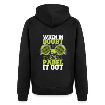 When In Doubt Padel It Out Paddleball Paddle - Unisex Premium Organic Zip Hoodie - black - Back - Nico (187cm)