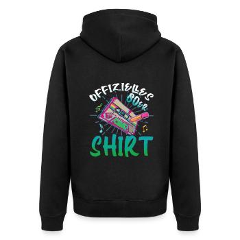 Offizielles 80er Kostüm Alaaf Helau Rosenmontag - Unisex Premium Bio Zip Hoodie - Schwarz - Hinten - Nico (187cm)