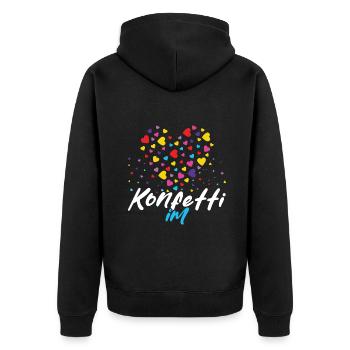 Konfetti Im Herz Fasching - Unisex Premium Bio Zip Hoodie - Schwarz - Hinten - Nico (187cm)