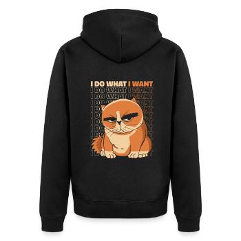 I Do What I Want Miezekatze Kätzchen Hauskatze - Unisex Premium Bio Zip Hoodie - Schwarz - Hinten - Nico (187cm)