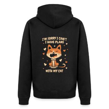 I Have Plans With My Cat Hauskatze Miezekatze - Unisex Premium Organic Zip Hoodie - black - Back - Nico (187cm)