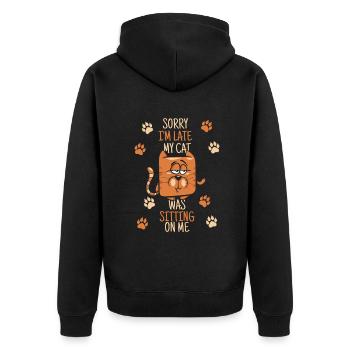 My Cat Was Sitting On Me Kätzchen Hauskatze - Unisex Premium Bio Zip Hoodie - Schwarz - Hinten - Nico (187cm)
