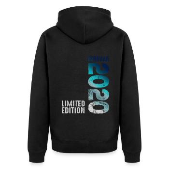 Limited Edition February 2020 Legendary Since - Unisex Premium Organic Zip Hoodie - black - Back - Nico (187cm)