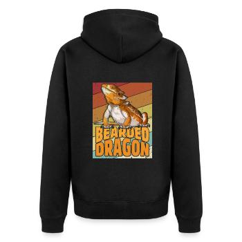 Retro Bearded Dragon Pogona Lizard Pet Owner - Unisex Premium Organic Zip Hoodie - black - Back - Nico (187cm)