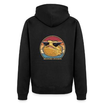 Retro Bearded Dragon Pogona Pet Lizard Owner - Unisex Premium Organic Zip Hoodie - black - Back - Nico (187cm)