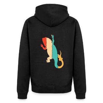 Retro Pogona Pet Lizard Owner Bearded Dragon - Unisex Premium Organic Zip Hoodie - black - Back - Nico (187cm)