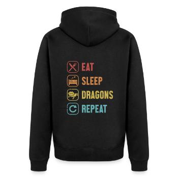 Eat Sleep Dragons Repeat Pogona Pet Lizard - Unisex Premium Bio Zip Hoodie - Schwarz - Hinten - Nico (187cm)