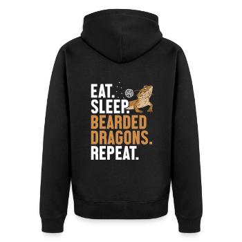 Eat Sleep Bearded Dragons Repeat Pogona Pet - Unisex Premium Organic Zip Hoodie - black - Back - Nico (187cm)