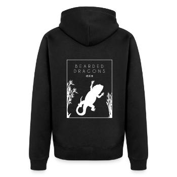 Bearded Dragons Chinese Hanzi Pogona Lizard - Unisex Premium Organic Zip Hoodie - black - Back - Nico (187cm)