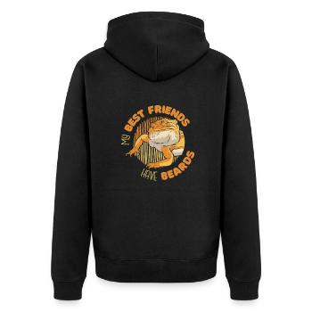 My Best Friends Have Beards Pogona Pet Lizard - Unisex Premium Organic Zip Hoodie - black - Back - Nico (187cm)
