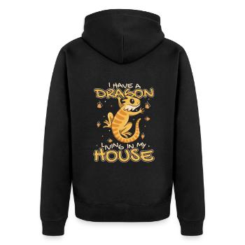 Have A Dragon Living In My House Pogona Pet - Unisex Premium Organic Zip Hoodie - black - Back - Nico (187cm)