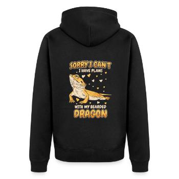 Ich habe Pläne mit meinem Bartagamen-Haustierbesitzer - Unisex Premium Bio Zip Hoodie - Schwarz - Hinten - Nico (187cm)