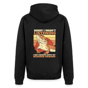 Was Thinking About My Bearded Dragon Pogona - Unisex Premium Organic Zip Hoodie - black - Back - Nico (187cm)