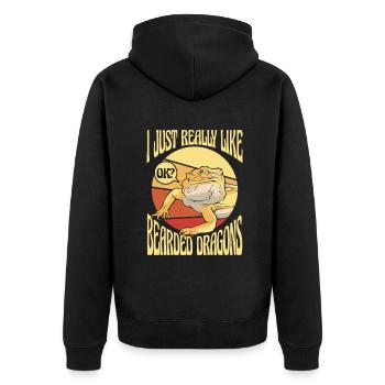 Wirklich wie Bartagamen Pogona Eidechse Haustier - Unisex Premium Bio Zip Hoodie - Schwarz - Hinten - Nico (187cm)