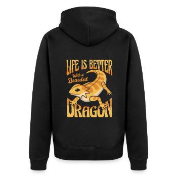 La vie est plus belle avec un dragon barbu Pogona - Veste à capuche bio Premium Unisexe - noir - Dos - Nico (187cm)