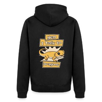 I Talk To Dragons Pogona Pet Lizard Owner Bearded - Unisex Premium Organic Zip Hoodie - black - Back - Nico (187cm)