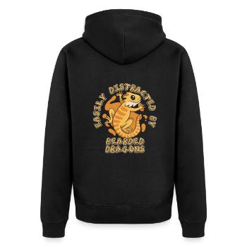 Easily Distracted By Bearded Dragons Pogona - Unisex Premium Organic Zip Hoodie - black - Back - Nico (187cm)
