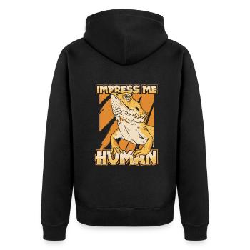 Impress Me Human Pogona Pet Lizard Owner Bearded - Unisex Premium Organic Zip Hoodie - black - Back - Nico (187cm)