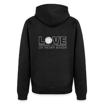 Love at First Spike Volleyballspieler Volleyball - Unisex Premium Bio Zip Hoodie - Schwarz - Hinten - Nico (187cm)