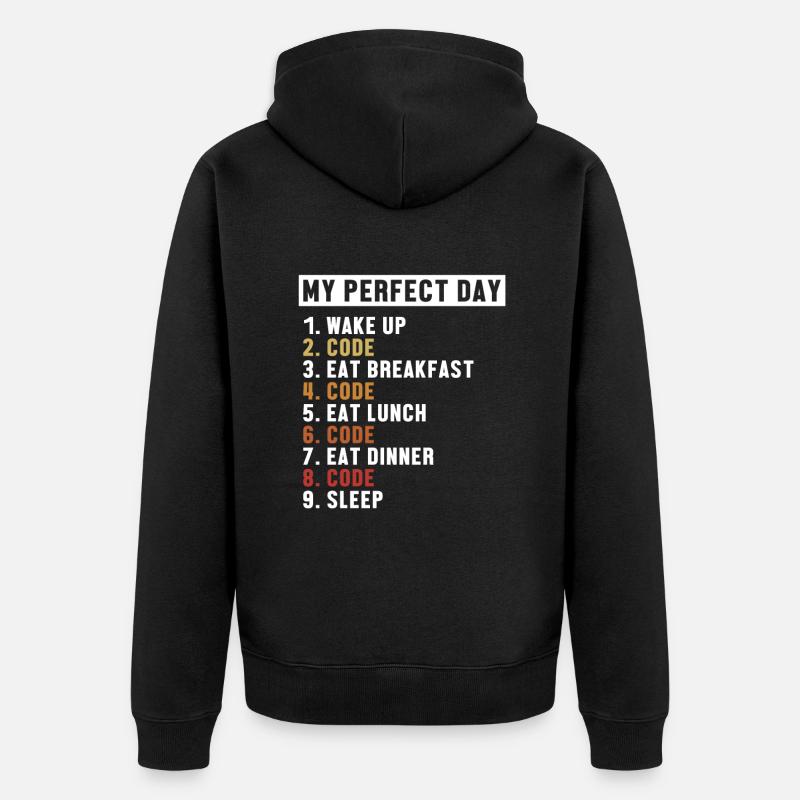 Coding Perfect Day Developer Softwareingenieur - Unisex Premium Bio Zip Hoodie - Schwarz