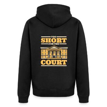 Too Short For The Court University Legal Studies - Unisex Premium Organic Zip Hoodie - black - Back - Nico (187cm)