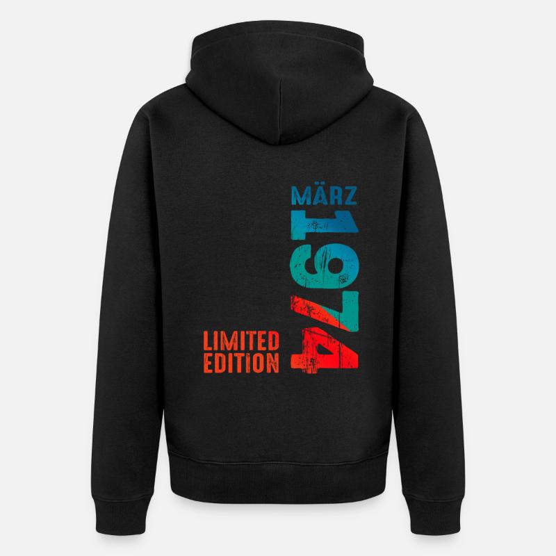 Edition Limitée Mars 1974 Légendaire depuis Mars - Veste à capuche bio Premium Unisexe - noir