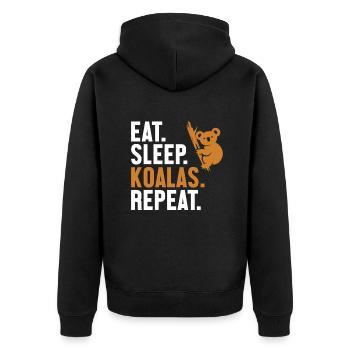 Eat Sleep Koalas Repeat Koalabear Eucalyptus - Unisex Premium Organic Zip Hoodie - black - Back - Nico (187cm)