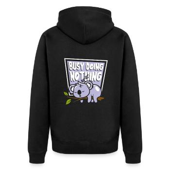 Busy Doing Nothing Koalabear Eucalyptus Lover - Unisex Premium Organic Zip Hoodie - black - Back - Nico (187cm)
