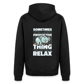 Das Produktivste ist Relax Koalabear - Unisex Premium Bio Zip Hoodie - Schwarz - Hinten - Nico (187cm)