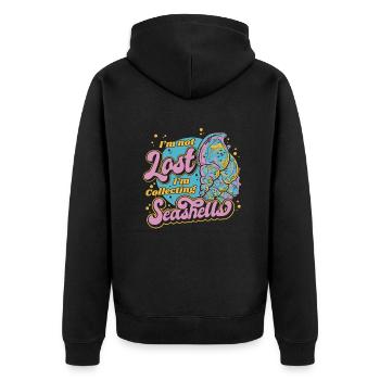 Je ne suis pas perdu Je collectionne les coquillages Coquillages - Veste à capuche bio Premium Unisexe - noir - Dos - Nico (187cm)