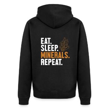 Eat Sleep Minerals Repeat Geologist Mineral - Unisex Premium Bio Zip Hoodie - Schwarz - Hinten - Nico (187cm)