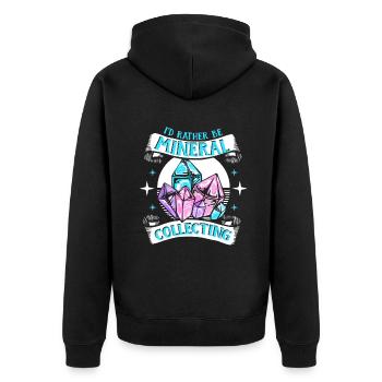 Ich wäre lieber Mineraliensammler und Geologe - Unisex Premium Bio Zip Hoodie - Schwarz - Hinten - Nico (187cm)