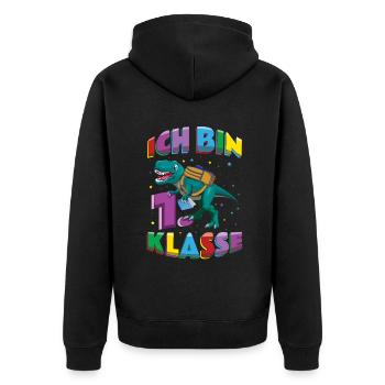 Je suis inscrit en 1ère année de dinosaure - Veste à capuche bio Premium Unisexe - noir - Dos - Nico (187cm)