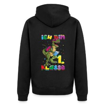 Je suis inscrit en 1ère année de dinosaure - Veste à capuche bio Premium Unisexe - noir - Dos - Nico (187cm)