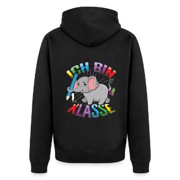 Enrollment I am 1st grade colorful elephant - Unisex Premium Organic Zip Hoodie - black - Back - Nico (187cm)