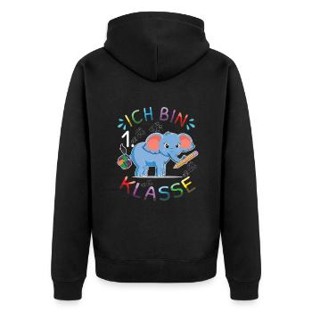 Inscription Je suis éléphant coloré de 1ère année - Veste à capuche bio Premium Unisexe - noir - Dos - Nico (187cm)