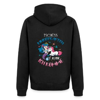 Enrollment Mermaid Unicorn First Class - Unisex Premium Organic Zip Hoodie - black - Back - Nico (187cm)