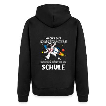 Machs Gut Kindergarten Ich Düse Jetzt In Die - Unisex Premium Bio Zip Hoodie - Schwarz - Hinten - Nico (187cm)