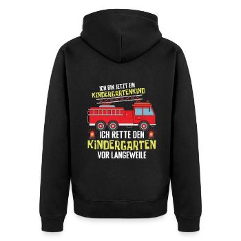 I'm a kindergarten kid now I'm saving from - Unisex Premium Organic Zip Hoodie - black - Back - Nico (187cm)