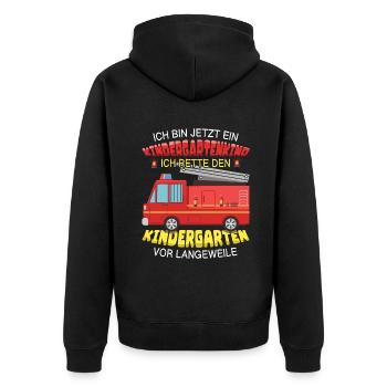 Ich Bin Jetzt Ein Kindergartenkind Ich Rette Vor - Unisex Premium Bio Zip Hoodie - Schwarz - Hinten - Nico (187cm)