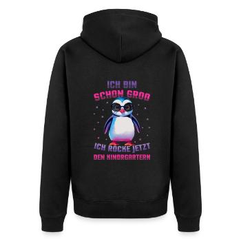 Ich Bin Schon Groß Rocke Kindergarten Pinguin - Unisex Premium Bio Zip Hoodie - Schwarz - Hinten - Nico (187cm)