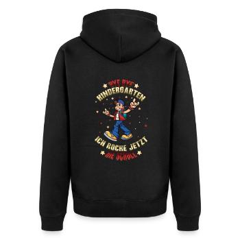 Bye Bye Kindergarten Einschulung Ich Rocke Jetzt - Unisex Premium Bio Zip Hoodie - Schwarz - Hinten - Nico (187cm)
